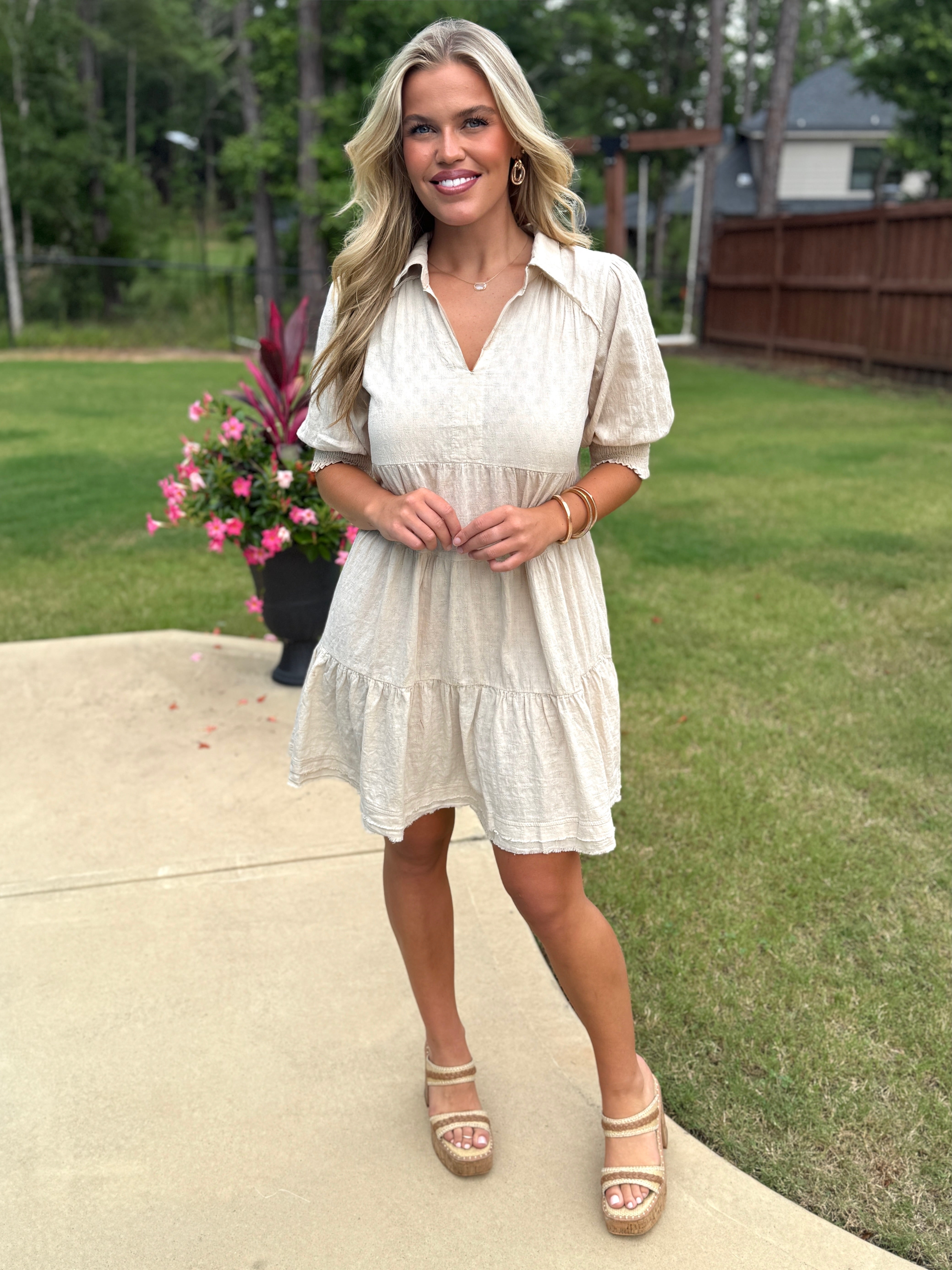 MADELYN Collared Cream Dress - Sassy and Southern