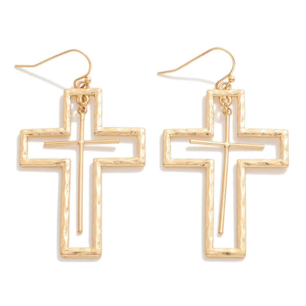 Layered Cross Earrings (Silver or Gold) - Sassy & Southern