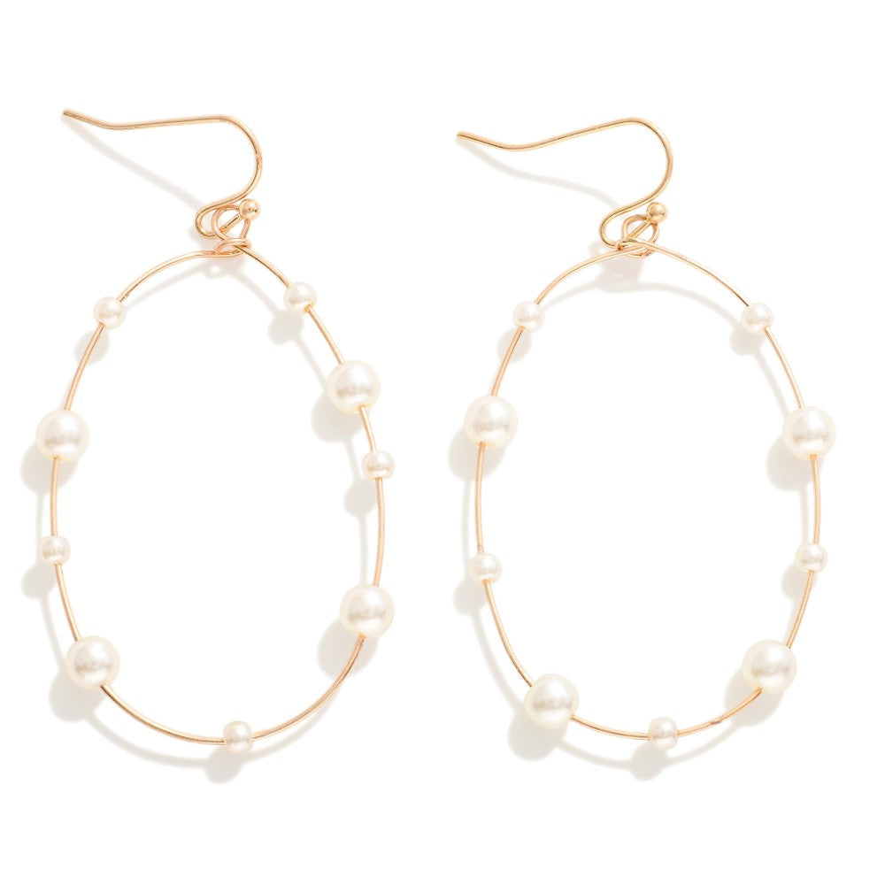 Oval Loop Earrings With Pearls (Silver or Gold) - Sassy & Southern