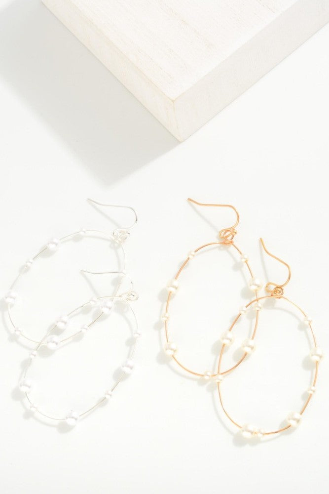 Oval Loop Earrings With Pearls (Silver or Gold) - Sassy & Southern