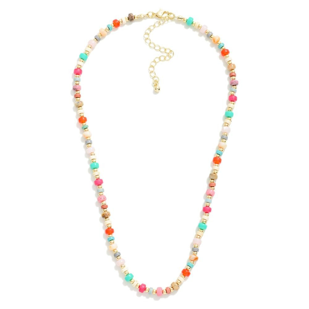 Stone Beaded Necklace (Multi Color) - Sassy & Southern
