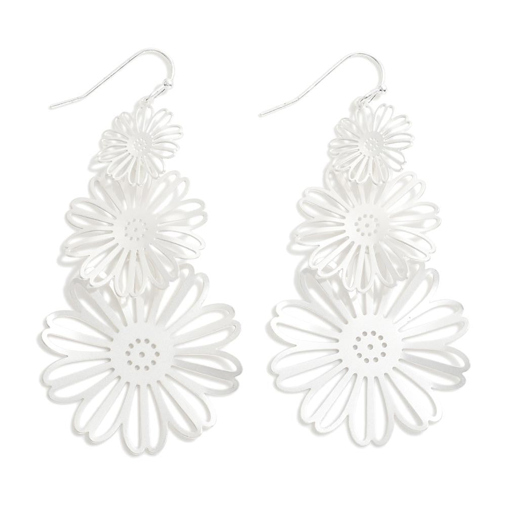Silver Layered Flower Earrings - Sassy & Southern