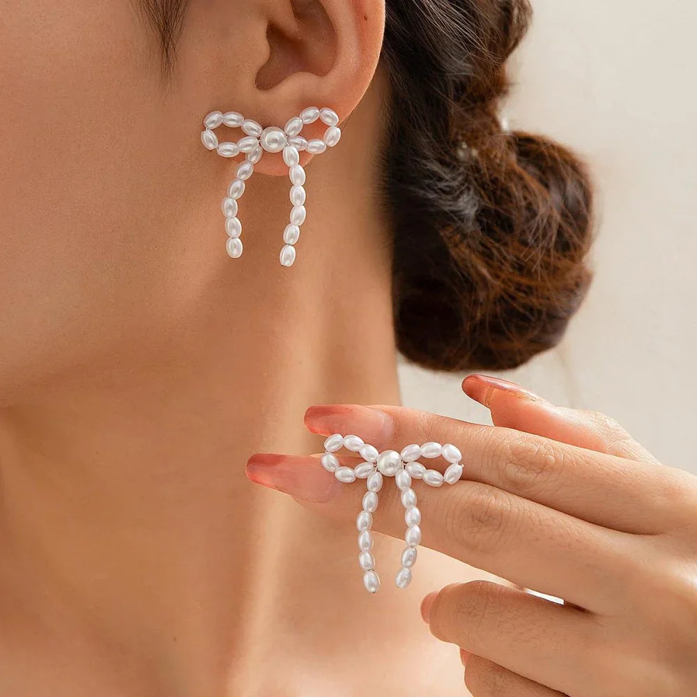 Pearl Bow Shaped Earrings - Sassy and Southern