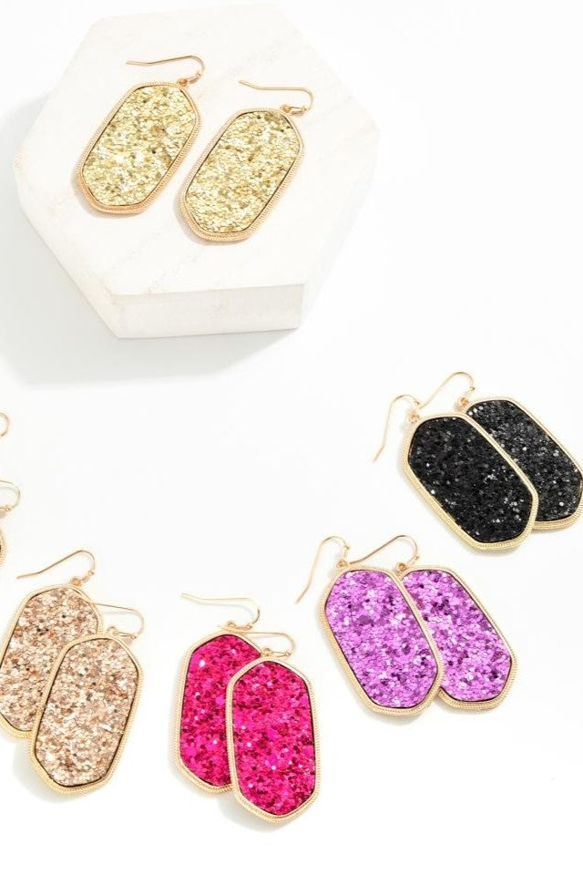 Glitter Hexagon Earrings (Various Colors) - Sassy & Southern