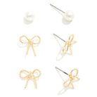 Set of 3 Stud Earrings Bows/Pearls - Sassy and Southern