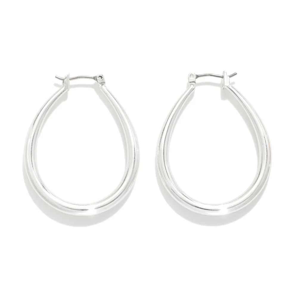 Tapered Hoop Earrings (Silver) - Sassy and Southern