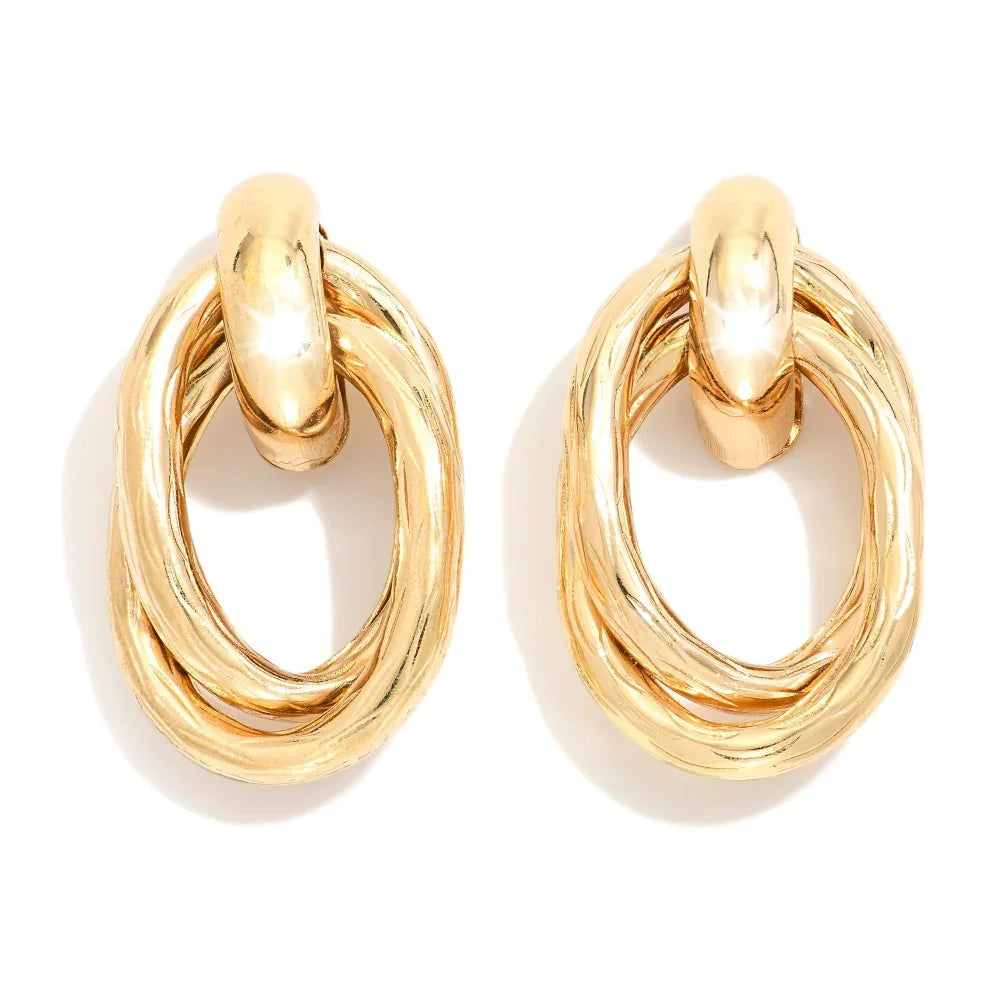 Oval Layered Gold Earrings - Sassy and Southern