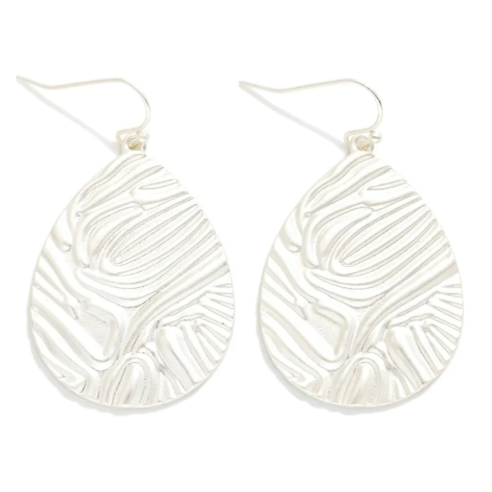 Textured Teardrop Earrings (Silver) - Sassy and Southern