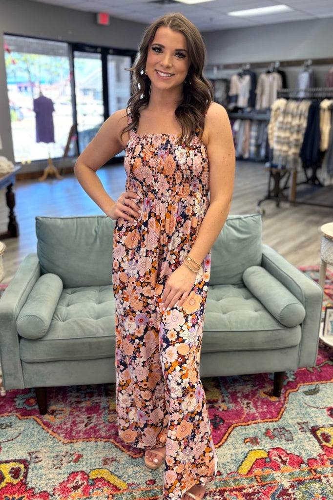 EMILY Floral Square Neck Jumpsuit - Sassy & Southern
