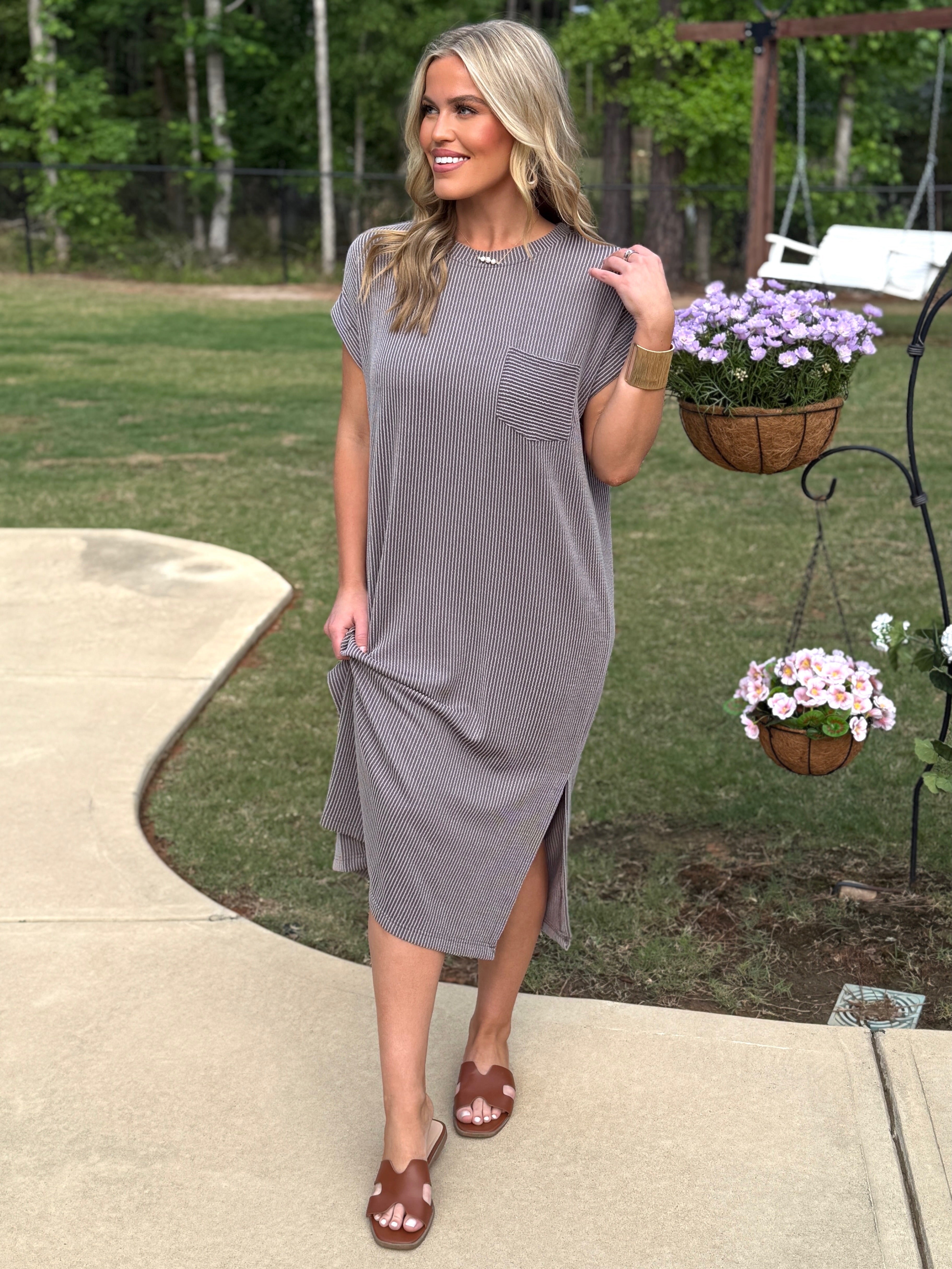 charcoal midi dress NICOLE Charcoal Ribbed Midi Dress | Women's | Sizes S-XL