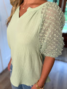 HOPE Puff Sleeve Linen Top (Sage) (S-2X) - Sassy and Southern