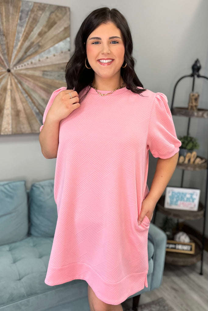 JOSIE Textured Dress (Light Pink) (Plus Size) - Sassy & Southern