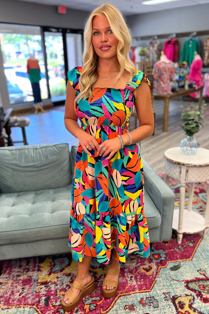 MARLEY Tropical Leaf Print Maxi Dress - Sassy & Southern