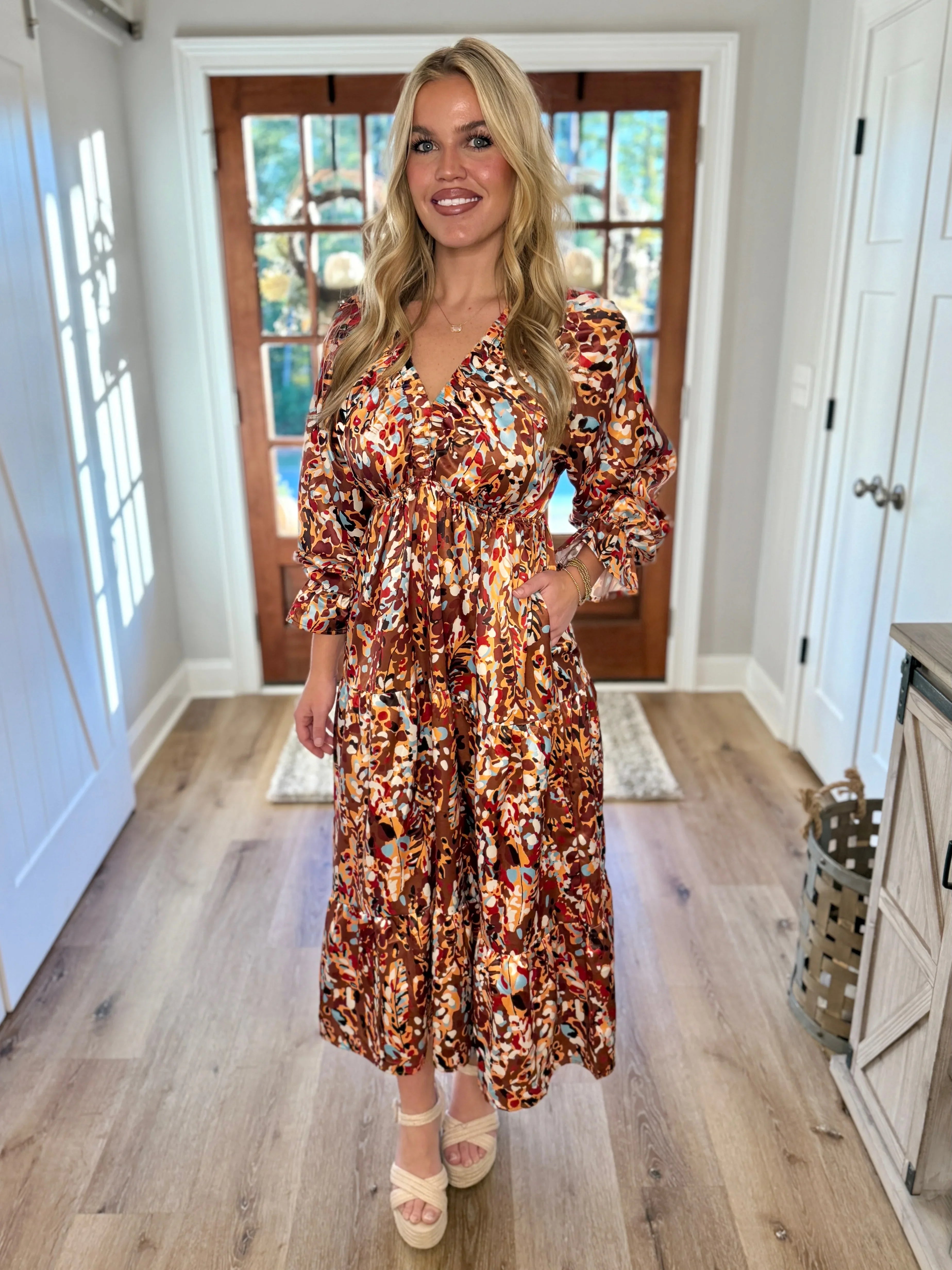 Aubree Satin Mixed Print Maxi Dress (s-3x) | Plus Size | Sizes 1x-3x Medium