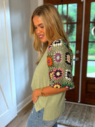 JANE Crochet Sleeve Top (Sage) - Sassy and Southern