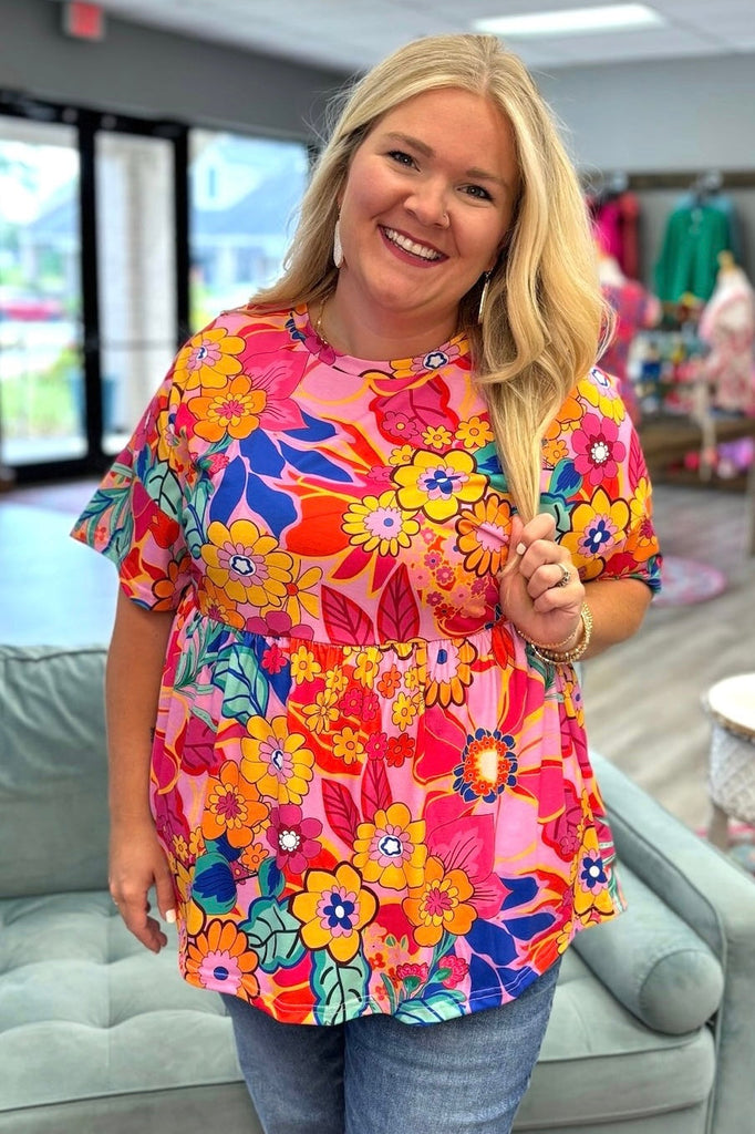 FAITH Multi Color Floral Print Top (Plus Size) - Sassy & Southern