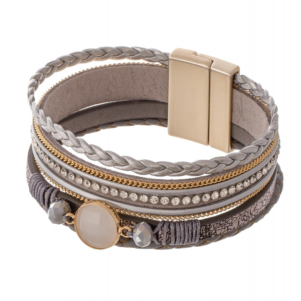 Gray Braided Magnetic Bracelet - Sassy & Southern