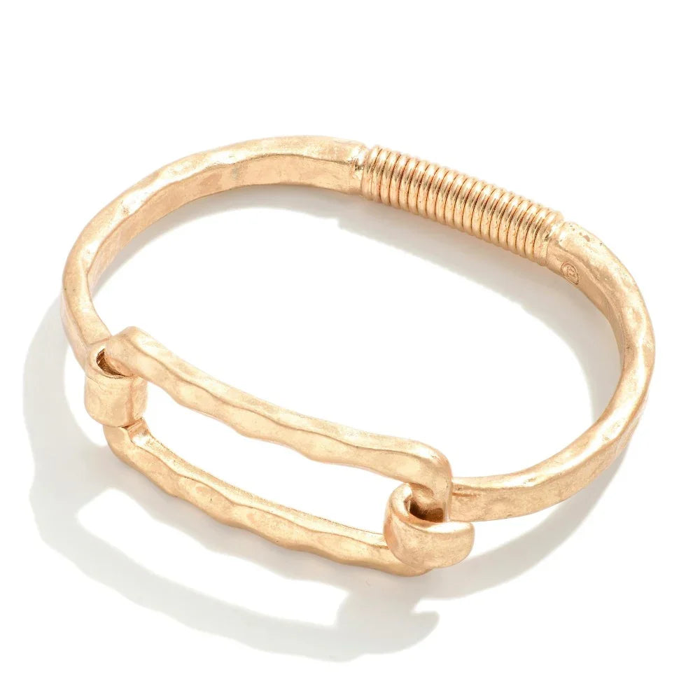 Hammered Metal Bangle Bracelet (Gold) - Sassy and Southern