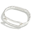 Hammered Metal Bangle Bracelet (Silver) - Sassy and Southern