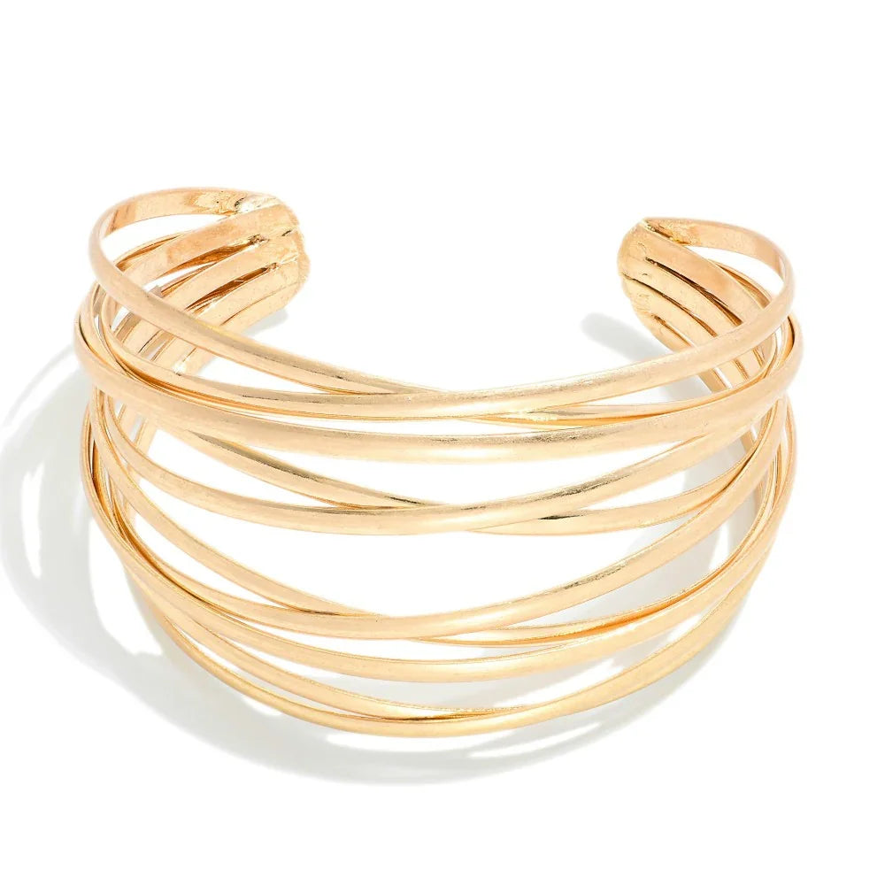 Worn Gold Criss Cross Cuff Bracelet - Sassy and Southern