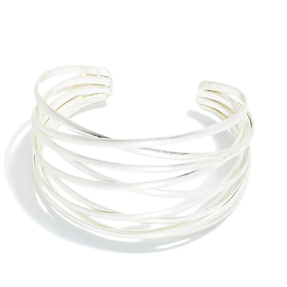 Worn Silver Criss Cross Cuff Bracelet - Sassy and Southern