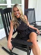 SKYLAR Black Romper With Belt Tie - Sassy and Southern