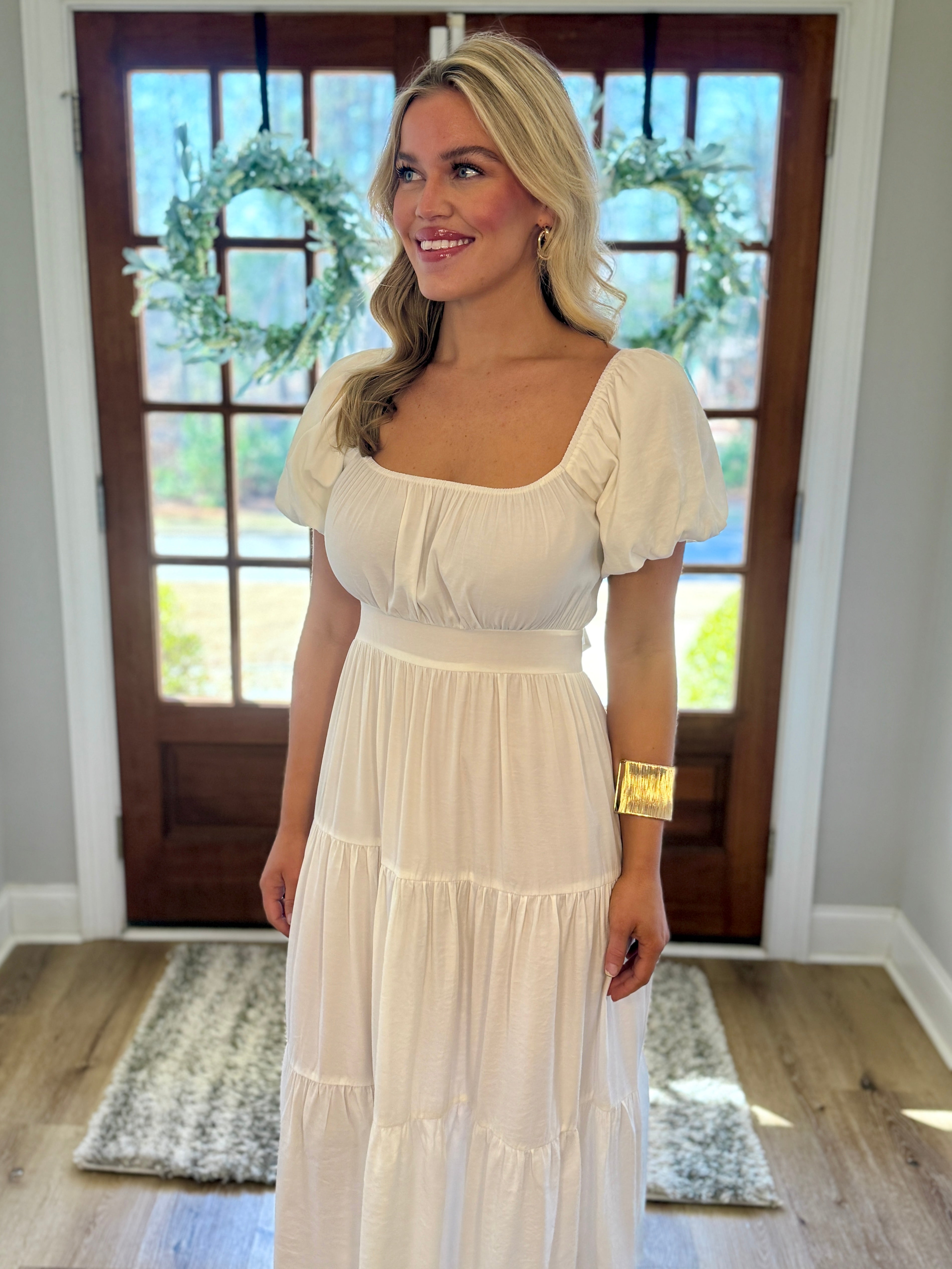 AUDREY White Midi Dress With Back Tie | Women's | Sizes S-XL