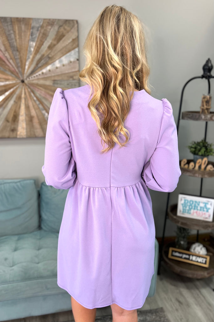 GRACELYN V-Neck Dress (Lavender) - Sassy & Southern
