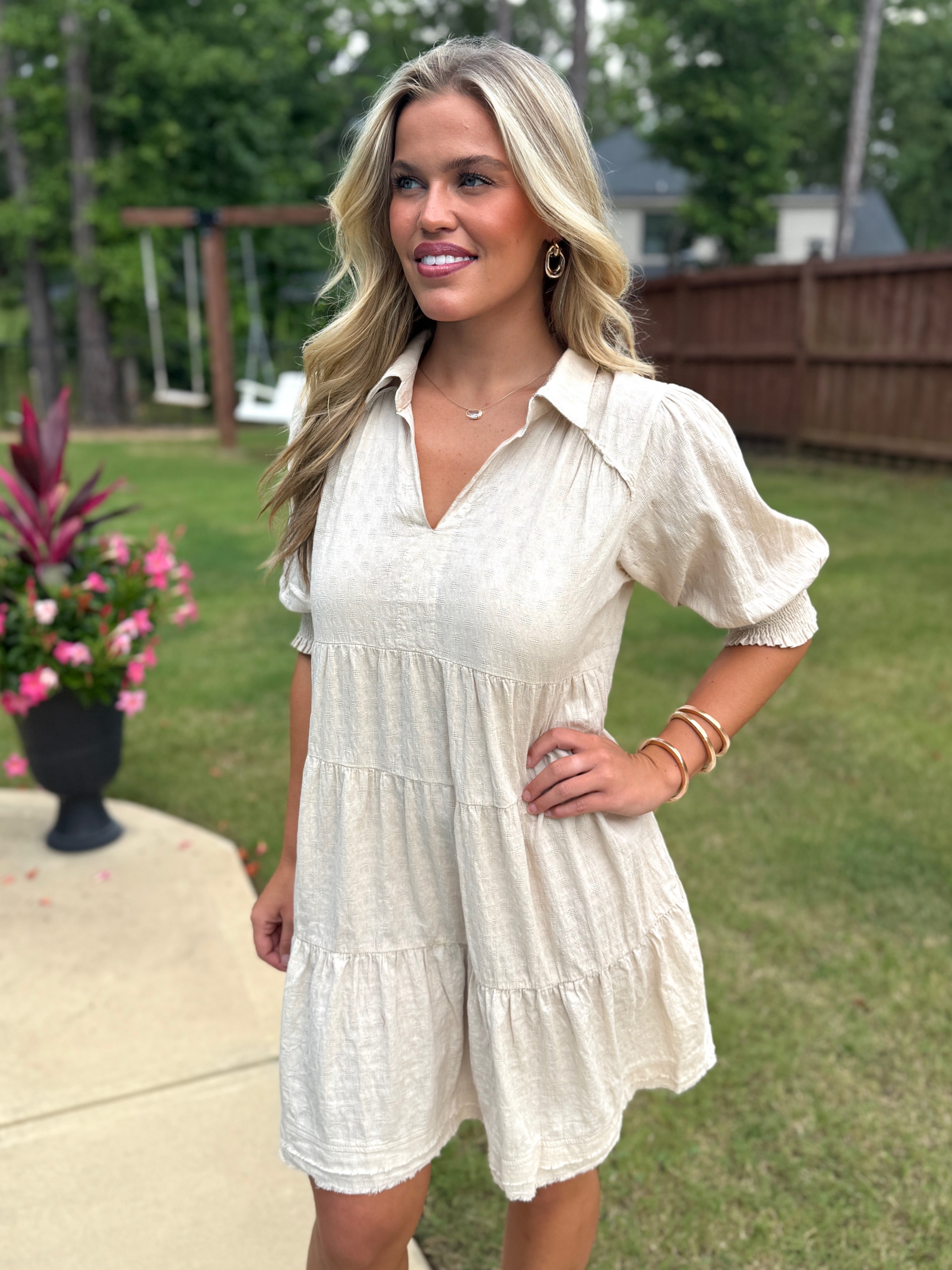 MADELYN Collared Cream Dress - Sassy and Southern