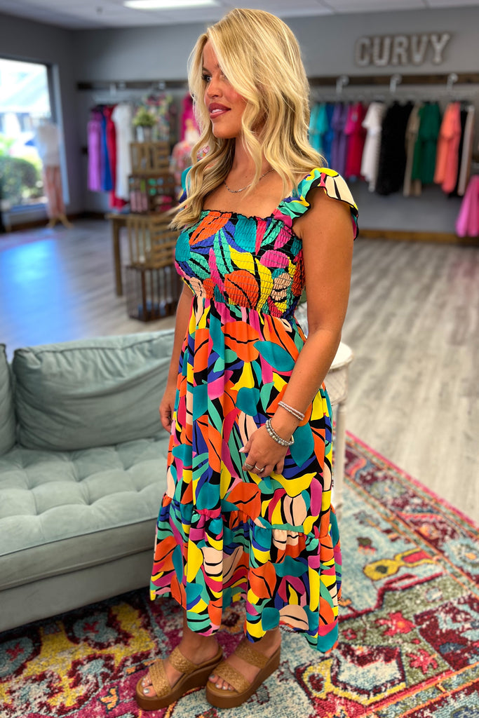 MARLEY Tropical Leaf Print Maxi Dress - Sassy & Southern