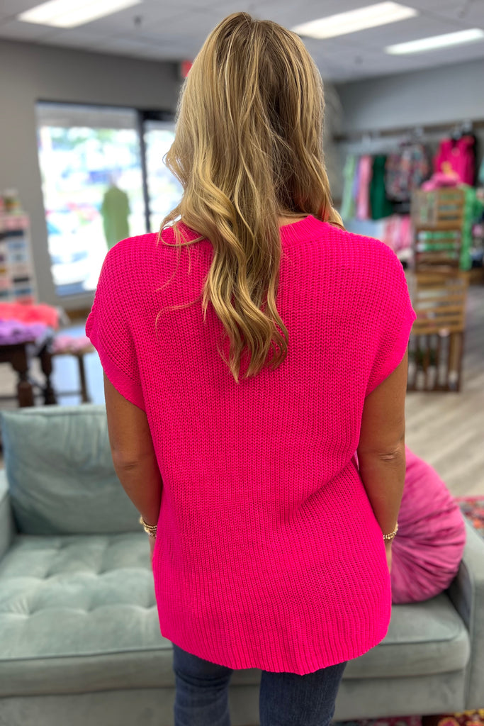 ELIZA Pocket Sweater (Hot Pink) - Sassy & Southern
