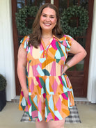 LONDON Abstract Print Ruffle Tiered Dress (S-2X) - Sassy and Southern