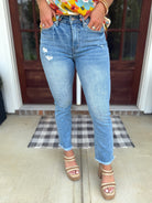 JUNIPER High Rise Raw Hem Jeans (S-3X) - Sassy and Southern