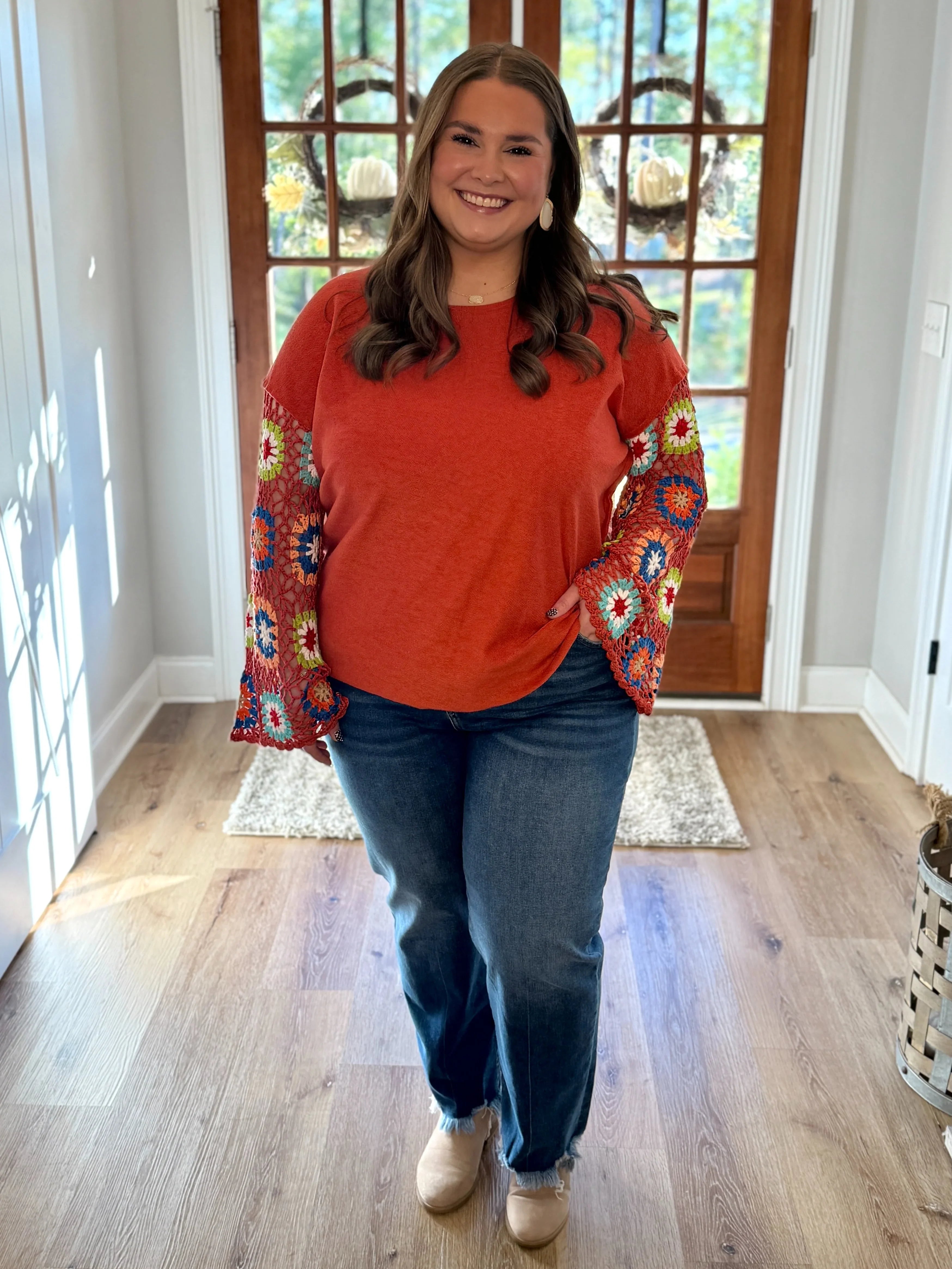 ELIZA Plus Size Crochet Sleeve Top | Plus Size | Sizes 1X-3X
