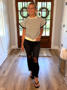 TATUM Black Striped Top With Ruffle Sleeves - Sassy and Southern