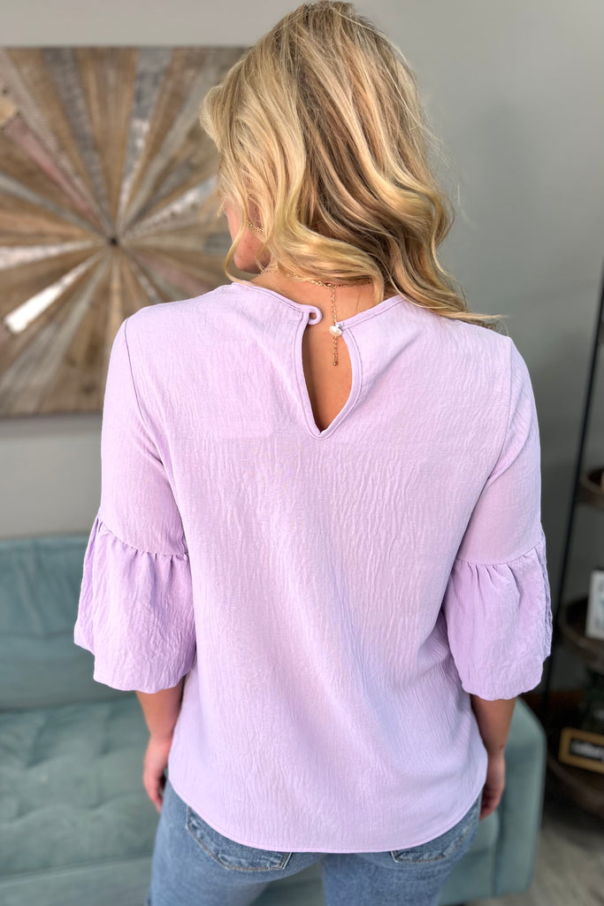 SERENA Bubble Sleeve Top (Lavender) - Sassy & Southern