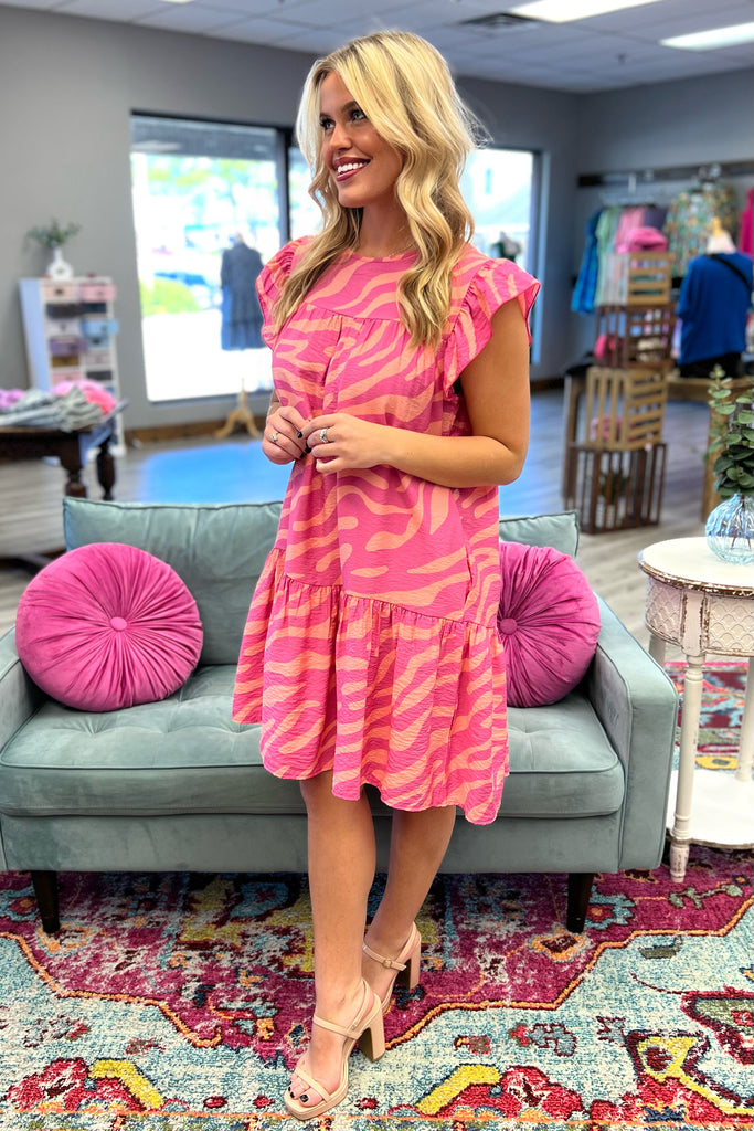 ZANE Zebra Print Pink/Coral Dress - Sassy & Southern