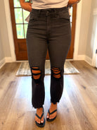 NOVA Black Distressed Knee Jeans - Sassy and Southern
