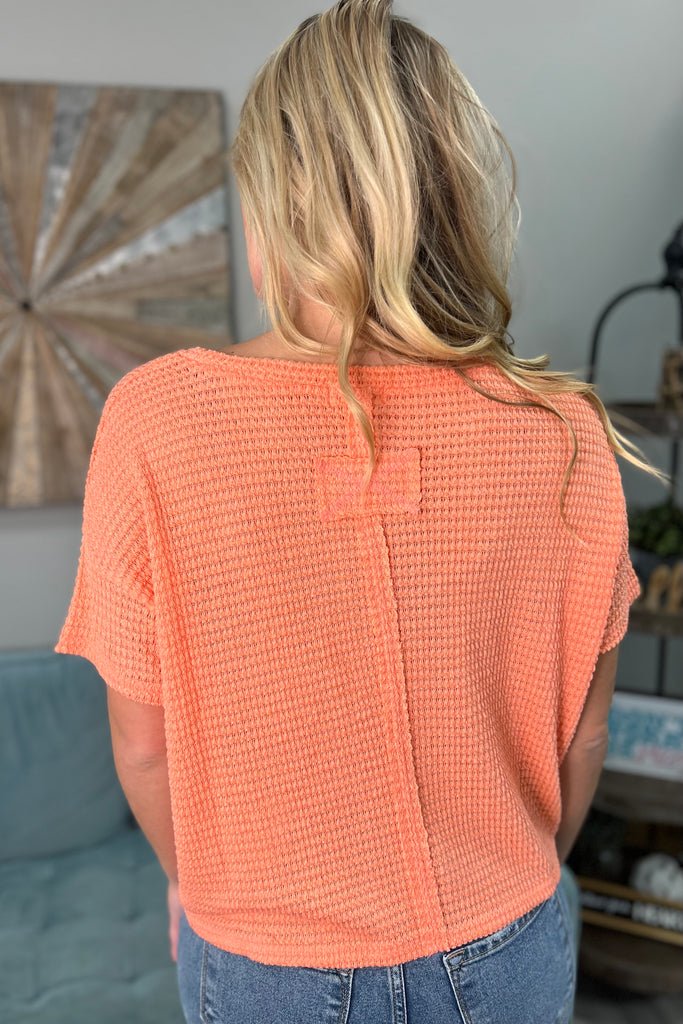 MADALYN Jacquard Texture Light Sweater (Coral) - Sassy & Southern