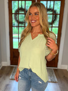 HOPE Puff Sleeve Linen Top (Sage) (S-2X) - Sassy and Southern