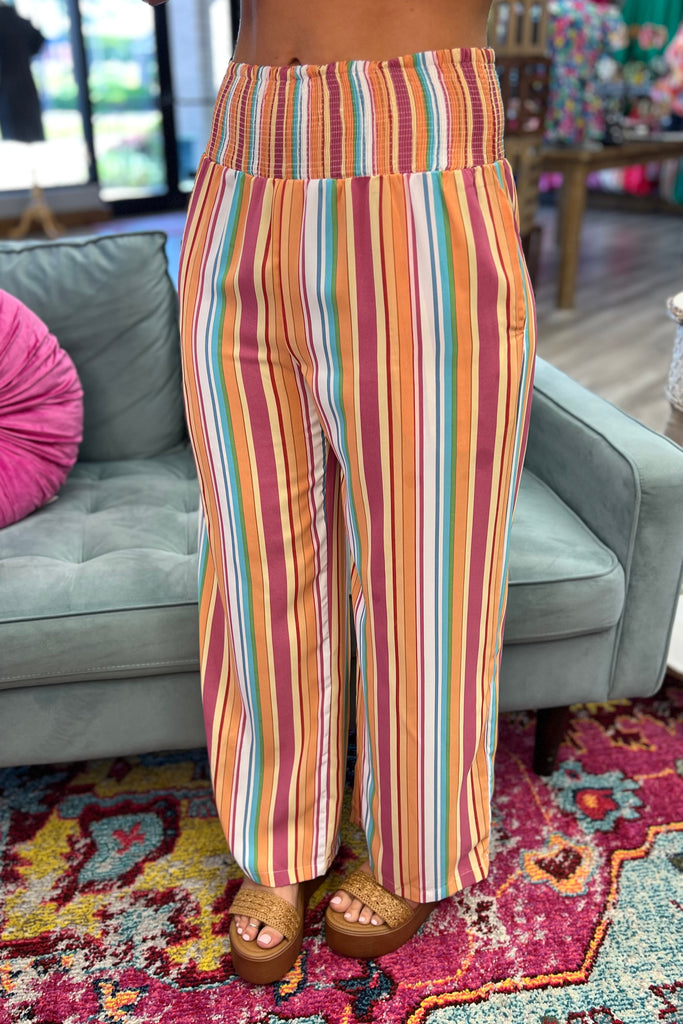 DANIELLE Multi Color Smocked Striped Pants - Sassy & Southern