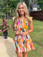 LONDON Abstract Print Ruffle Tiered Dress (S-2X) - Sassy and Southern