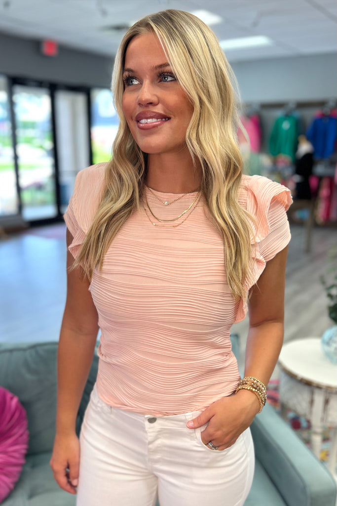 MARY Textured Top (Pink) - Sassy & Southern