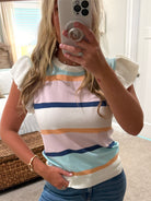 PEYTON Navy/Pink Lightweight Striped Sweater - Sassy and Southern