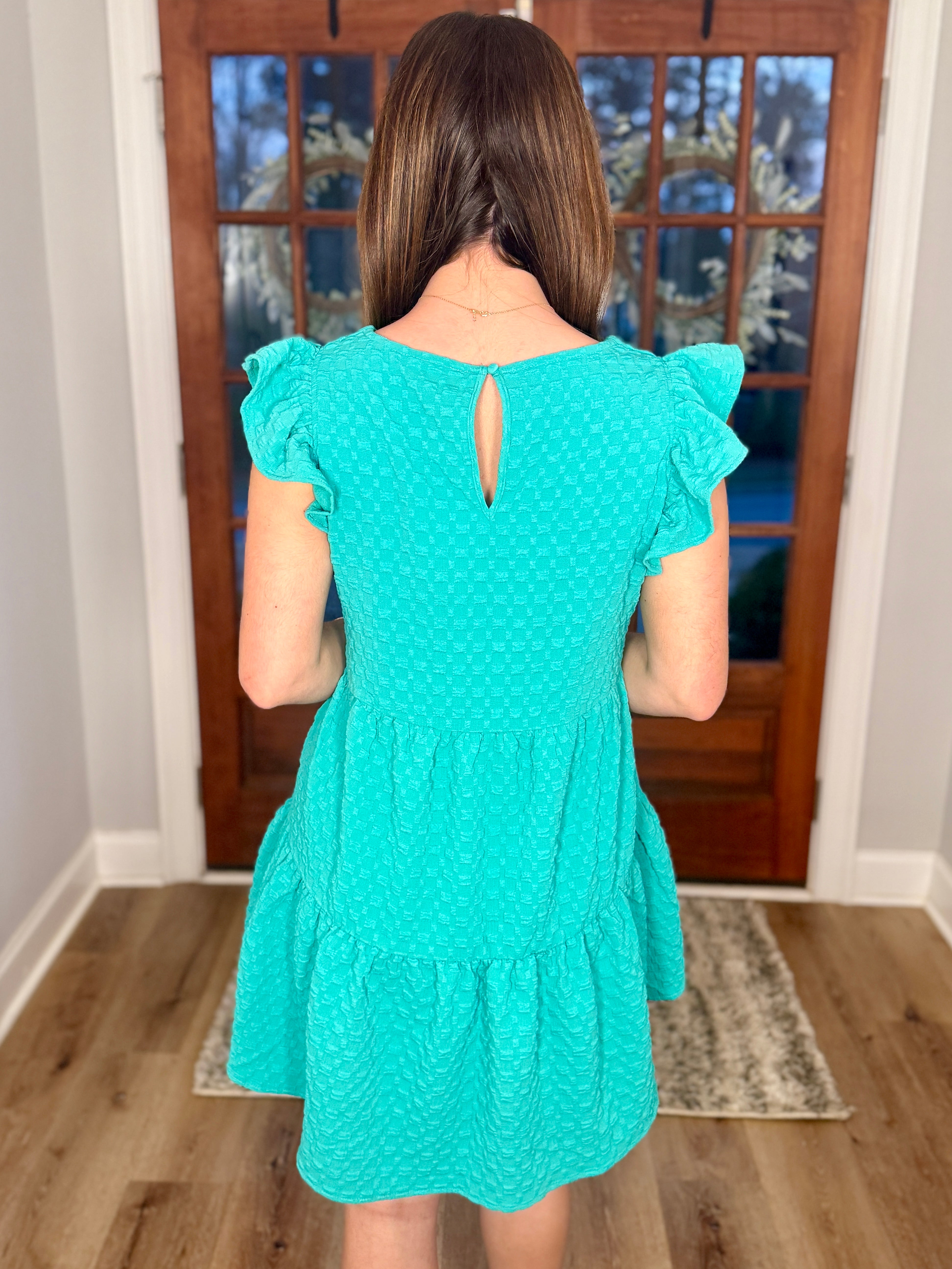 caroline dress green Textured Ruffle (Green) pretty homecoming dresses