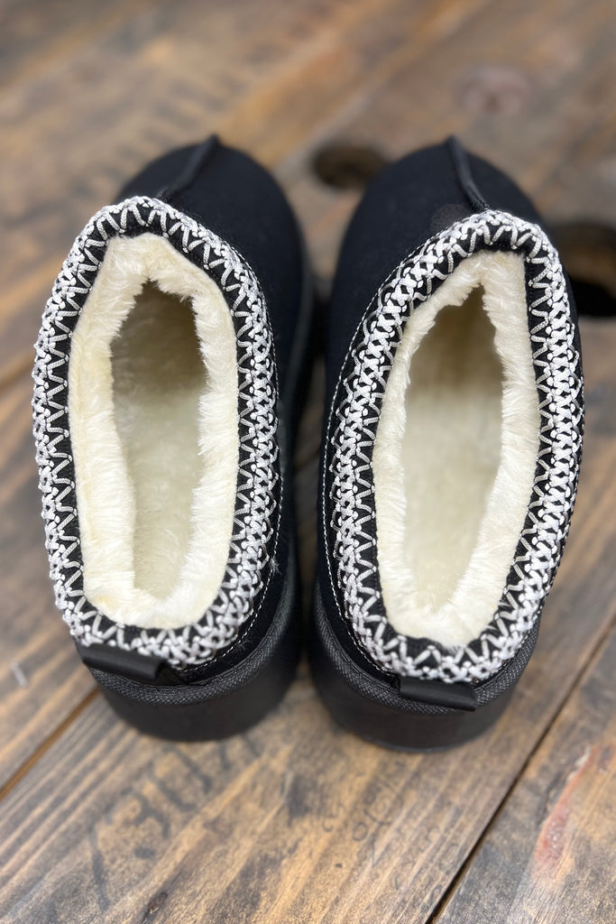 TAZEL Suede Platform Slide On Shoes (Chestnut or Black) - Sassy & Southern