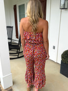 MARIA Floral Print Strapless Jumpsuit (Red mix) - Sassy and Southern