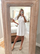 LUCY White Dress With Bow Center - Sassy and Southern