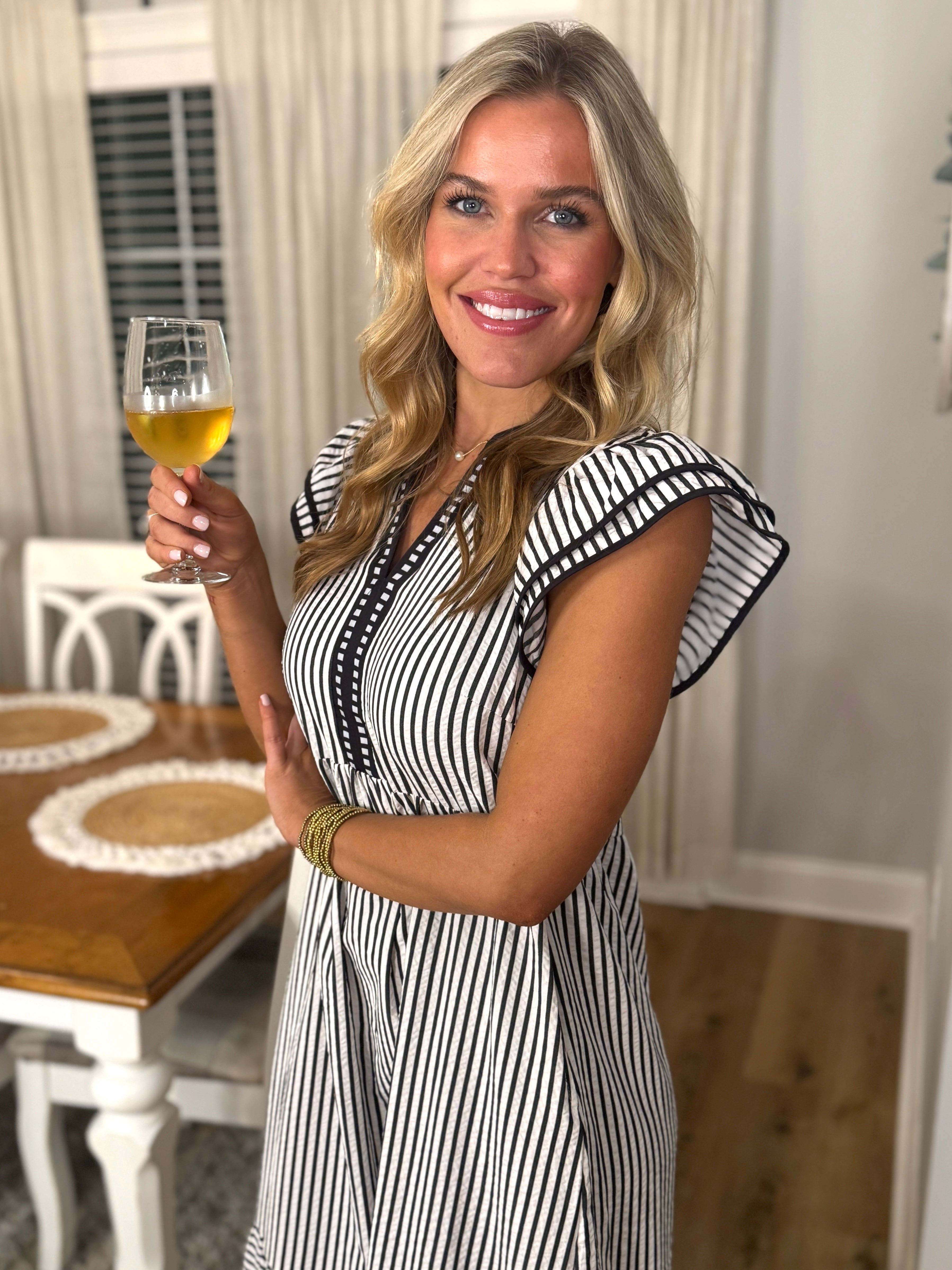 black and white striped dress midi WILLOW Black/White Striped Midi Dress | Women's | Sizes S-XL