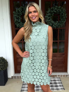 QUINN Sleeveless Polka Dot Lace Dress (Sage) - Sassy and Southern